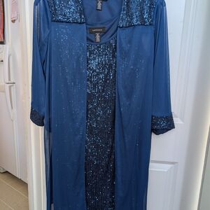 R&M Richards Blue Sequin Midi Dress
